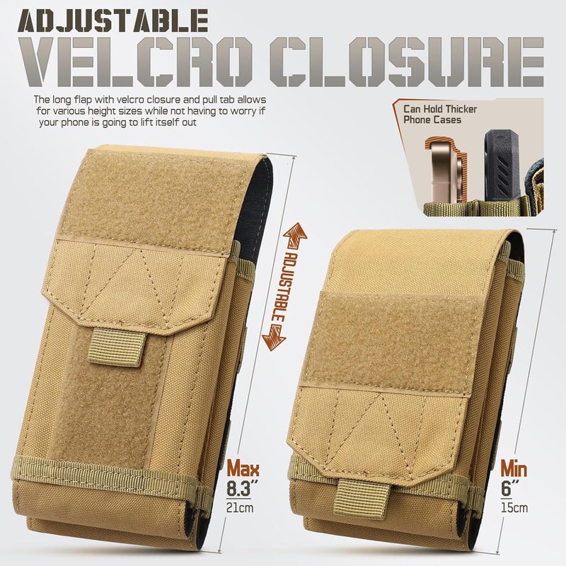 RXW Molle Phone Pouch Tactical Phone Holster Universal Dual Cell Phone Holder Utility EDC Pouch with US Flag Patch - Image 3